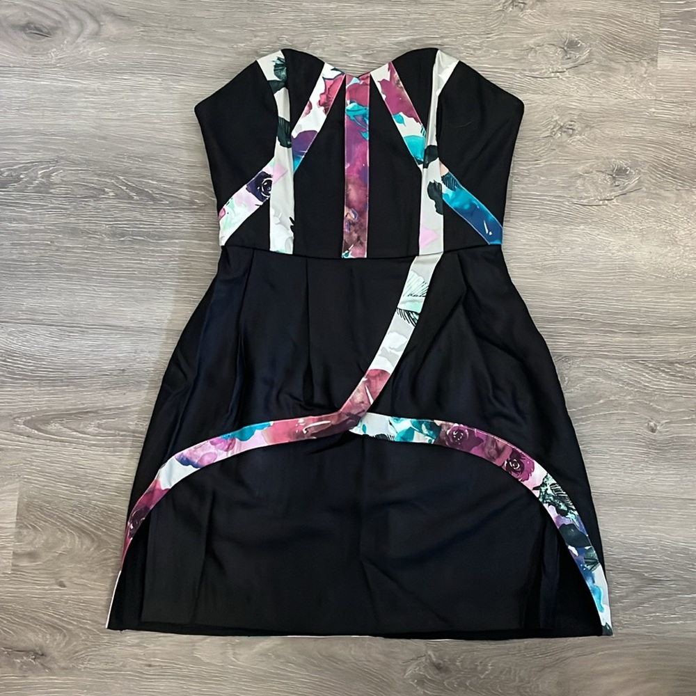 Keepsake The Label Strapless Floral Trim Mini Dress